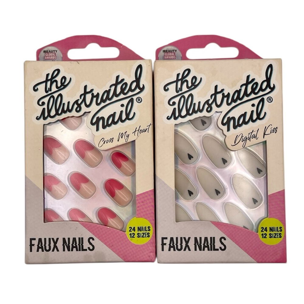 The Illustrated Nail - Faux Nails Valentine’s Glue-On Nails - Lot of 2